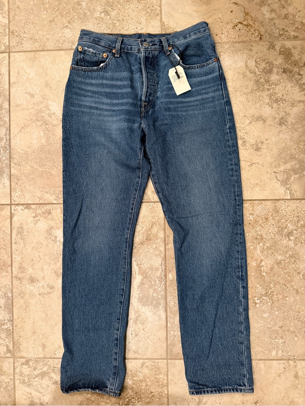 Classic Levi's 501 Straight-Leg Jeans in Dark Blue